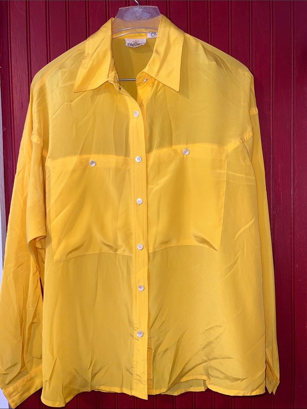 Vintage 60/70’s Bright Yellow Sheer Button-Down Shirt 14